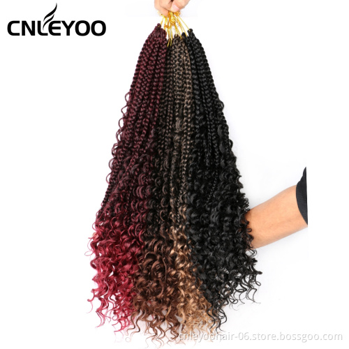 Fashion 12 RootsRiver Box Braids Bohemian Crochet Hair 14inch 18inch 24inch Goddess River Box Braiding Hair Extension for Women